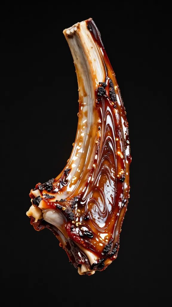 shiny lacquered rib tip under grill light