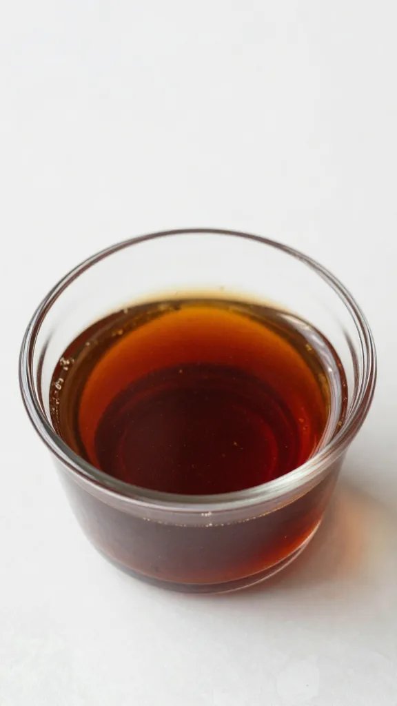 reserved marinade in small glass ramekin, overhead