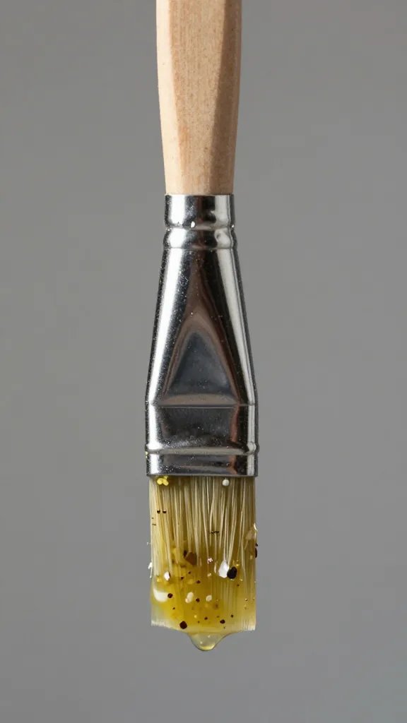 single basting brush coated in citrus herb marinade
