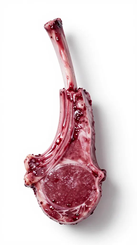 Brush basting single lamb chop with red wine marinade