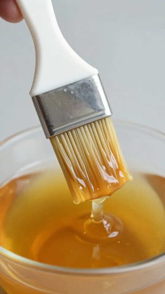 Basting brush loaded with soy-ginger marinade