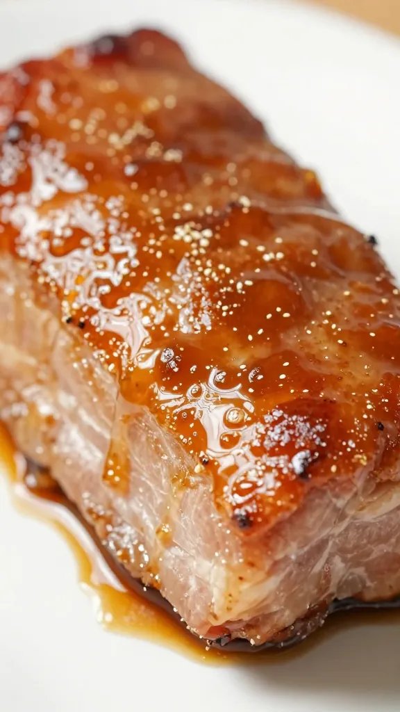 closeup pork shoulder coated in apple cider vinegar marinade
