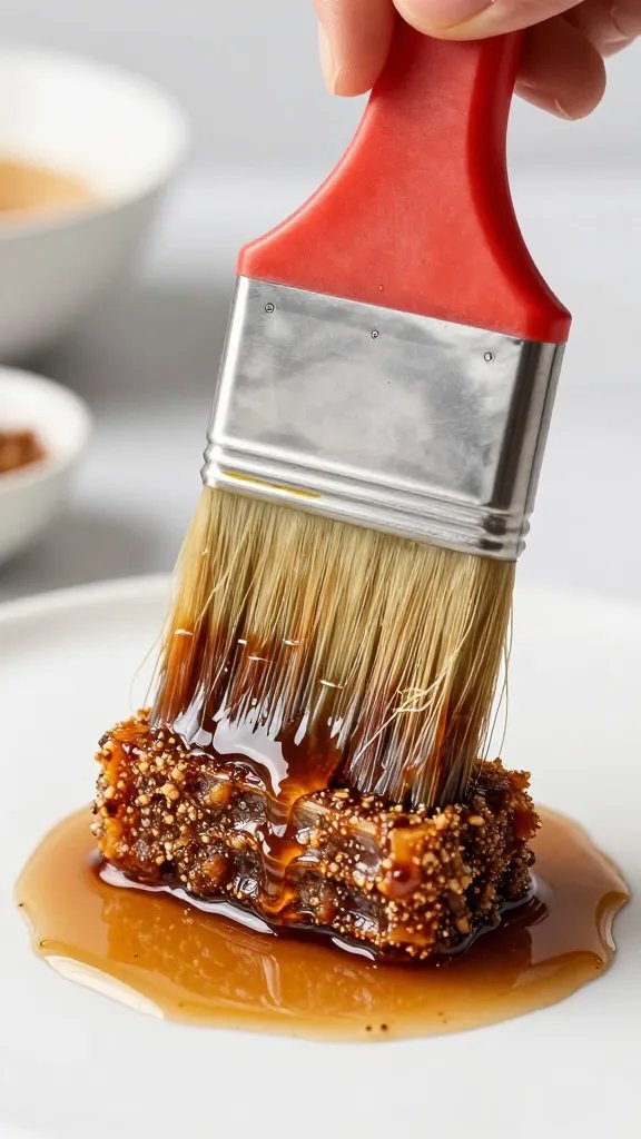 brush glazing rib with brown sugar beer marinade