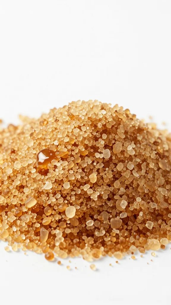 coarse brown sugar mound with molasses sheen