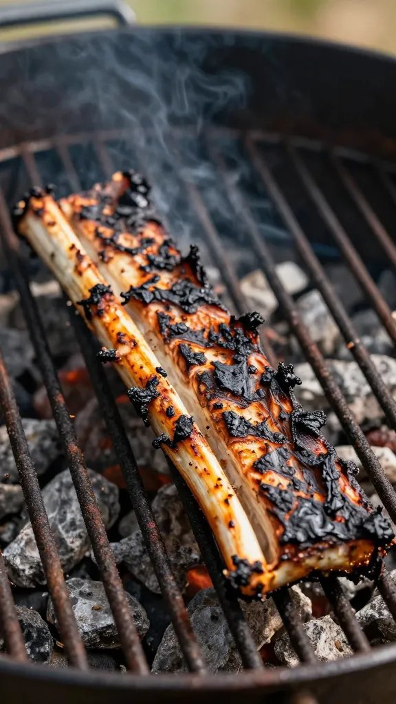 grill grate with one rib section charring