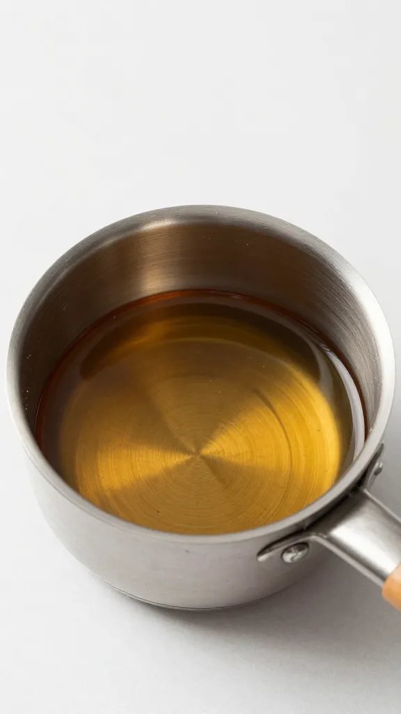 small saucepan reducing beer marinade syrup