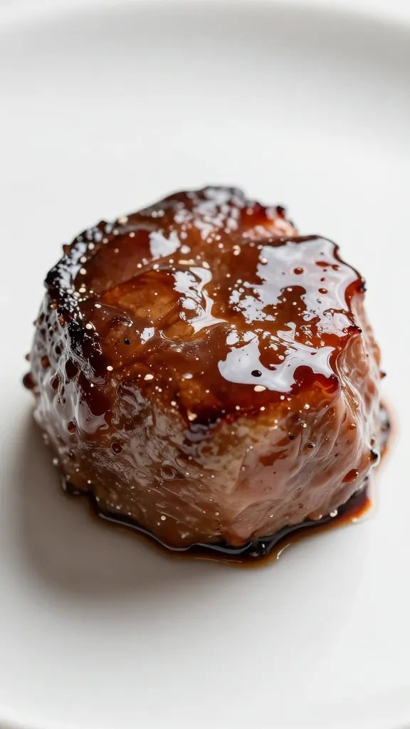 Char-kissed tenderloin end cap with shiny set glaze