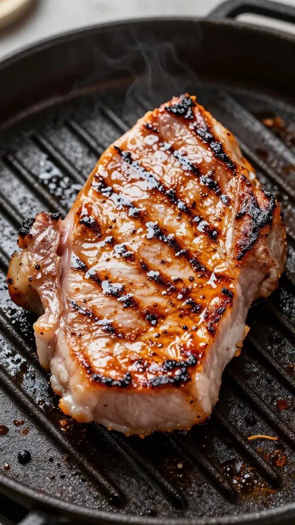 pork chop brushed last five minutes on hot grill