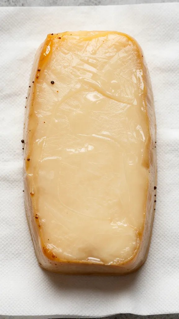single halloumi block patted dry on paper towel