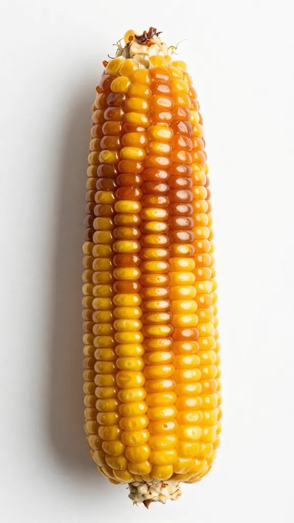 single ear of corn with caramelized bbq lacquer
