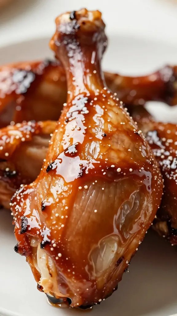 closeup glossy turkey leg with lacquered bbq glaze