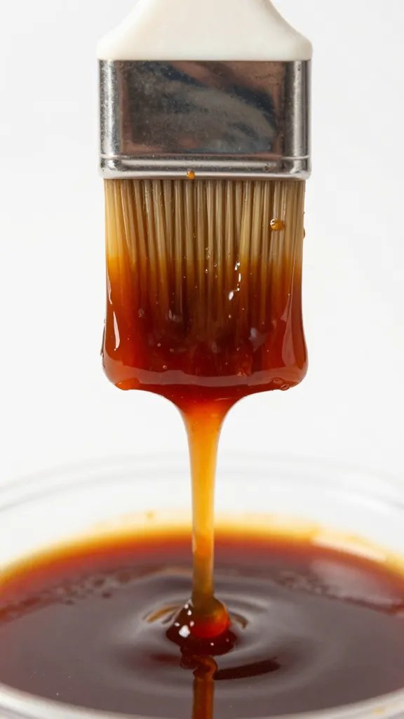 basting brush dripping sticky bbq sauce closeup