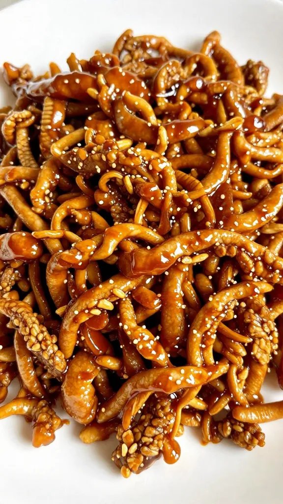 pork shoulder shred coated in tangy vinegar glaze