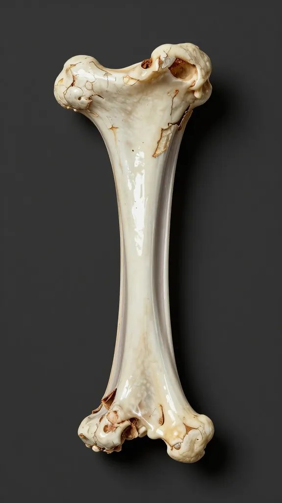 single rib bone with sticky bark and glossy finish
