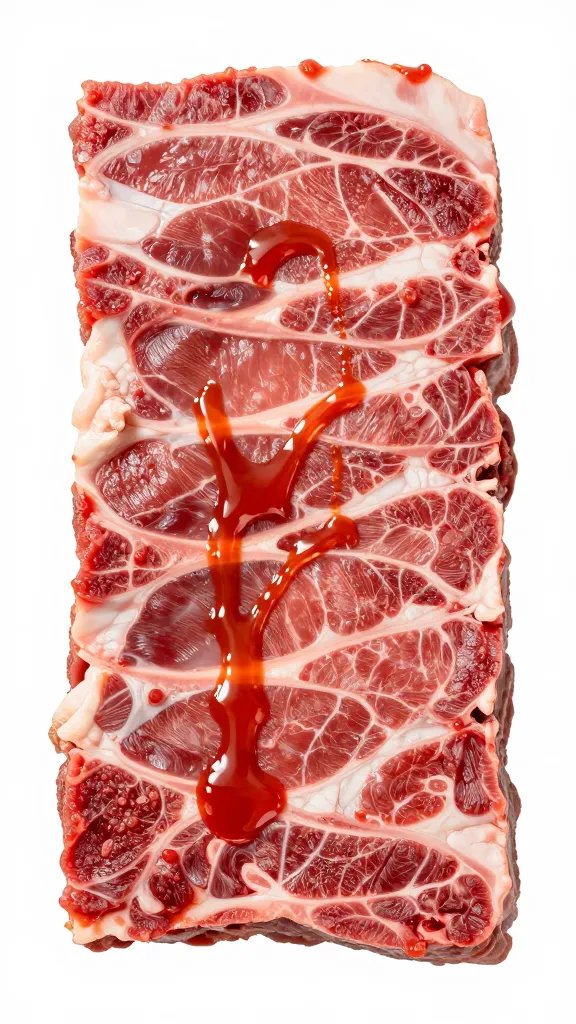 sliced spare rib cross-section showing clingy sauce layer