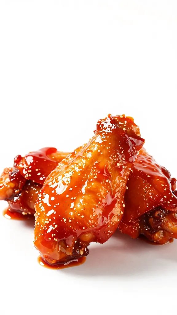 peri-peri chicken wing with glossy red glaze