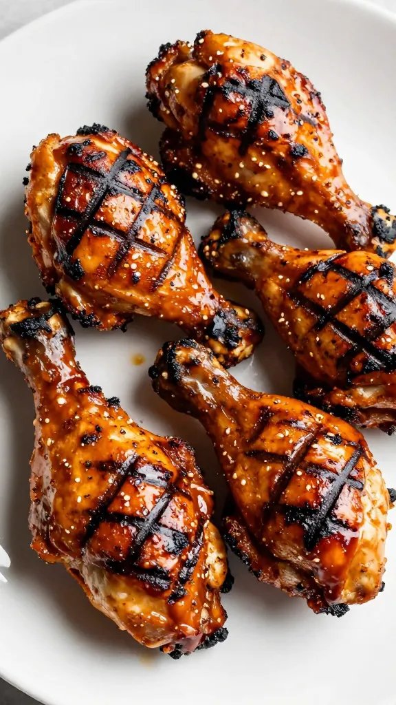 grilled chicken thigh with mojo glaze, charred grill marks