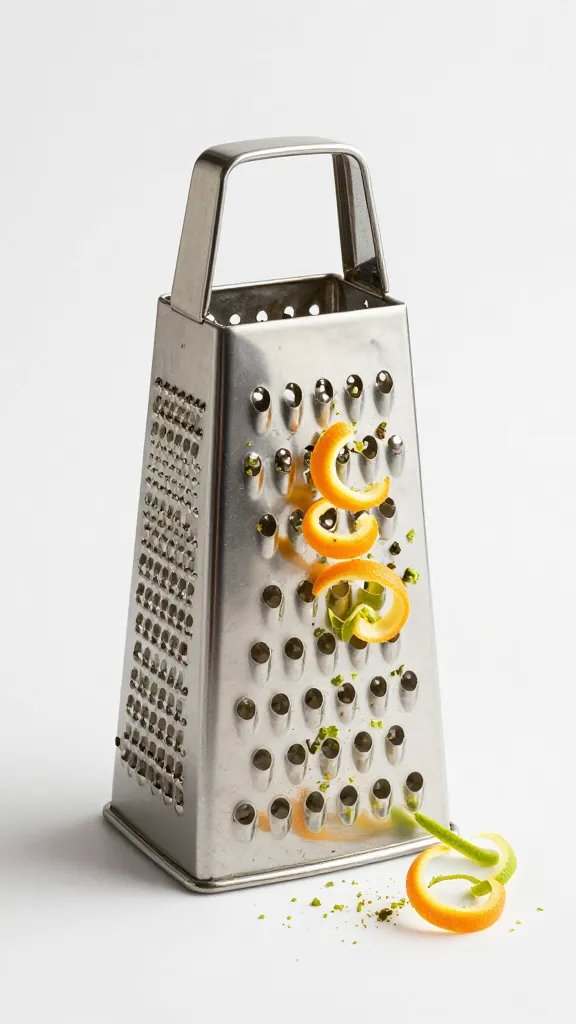 microplane grater with orange and lime zest curls