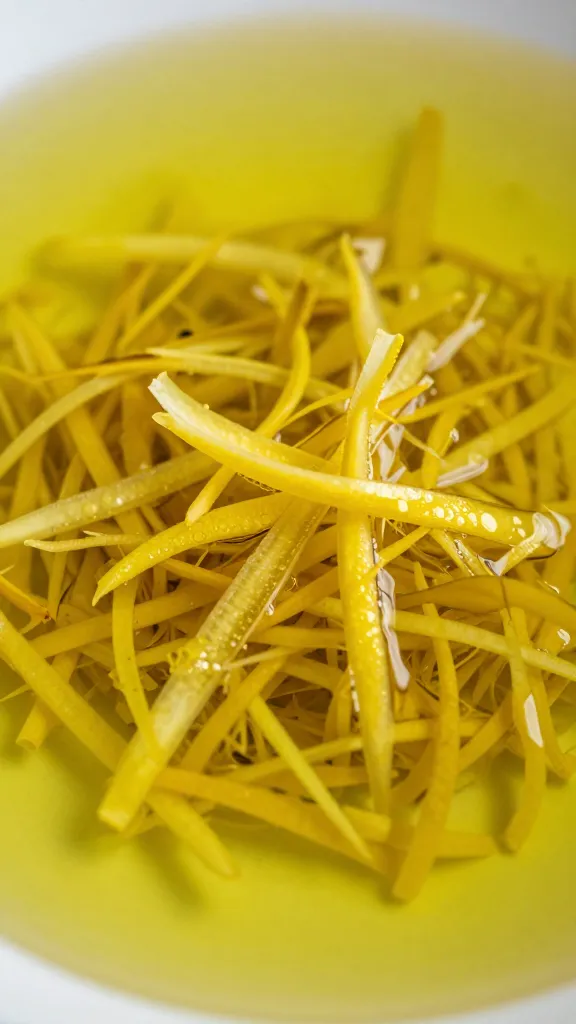 closeup lemon zest microplaned over olive oil pool