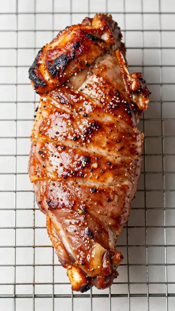 lone pork tenderloin brushed with adobo on wire rack