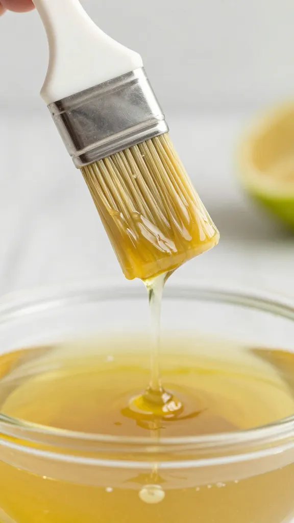 Basting brush dripping lemongrass marinade