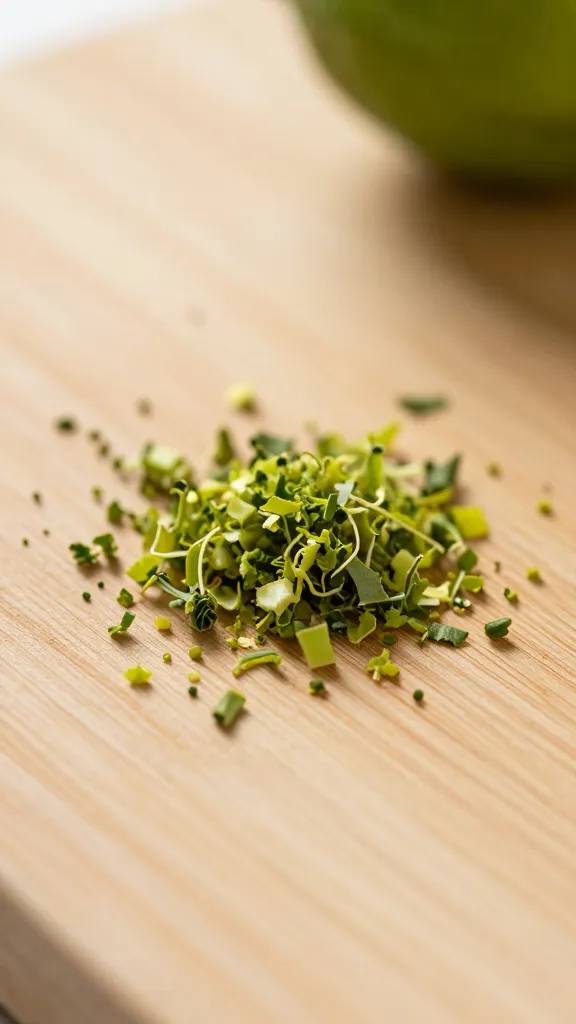 Lime zest scattered on cutting board, tight macro