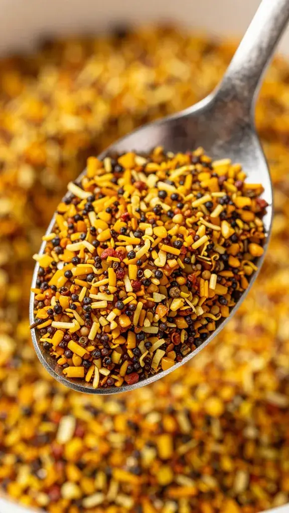 Citrus-zest flecked peri-peri marinade spoonful, macro