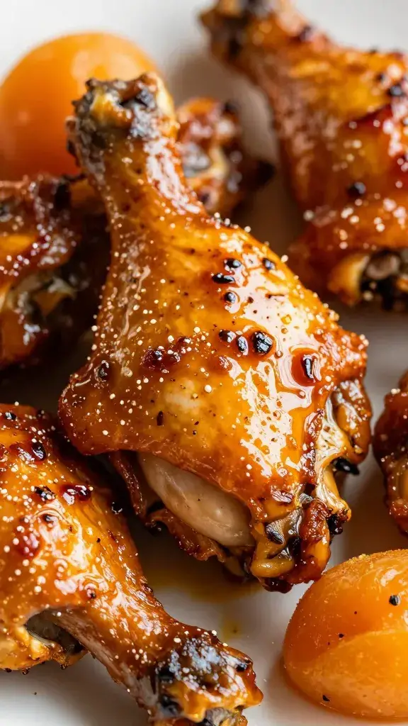 closeup chicken thigh glazed with apricot curry marinade