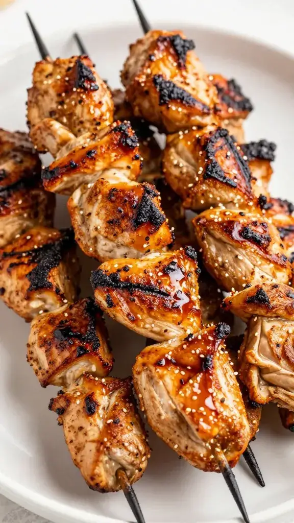 grilled chicken kebab with caramelized edges