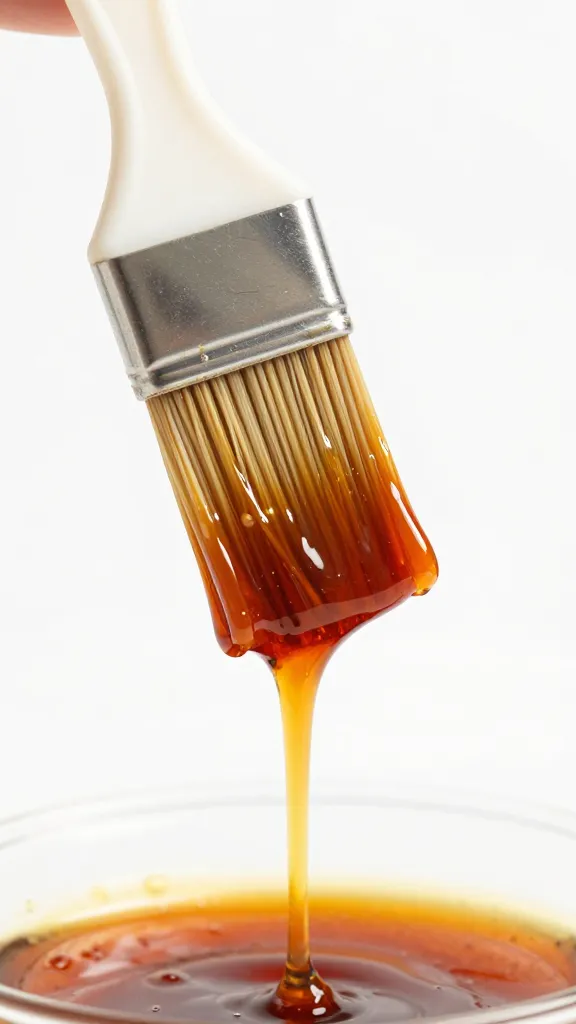 basting brush dripping jerk marinade, studio closeup