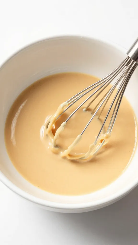 Whisk mixing white miso and soy in small bowl