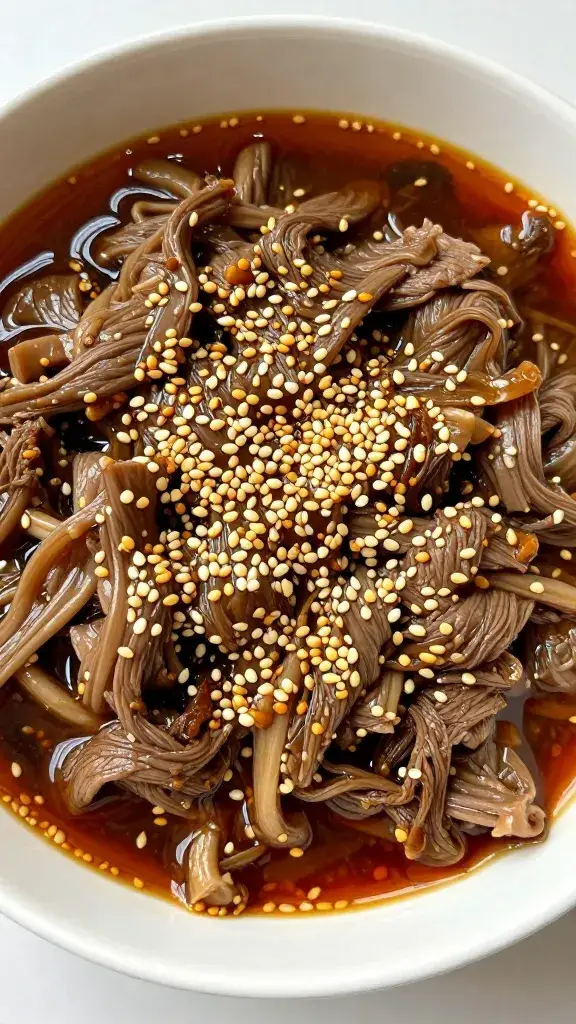 Bowl of freshly mixed bulgogi marinade with sesame seeds