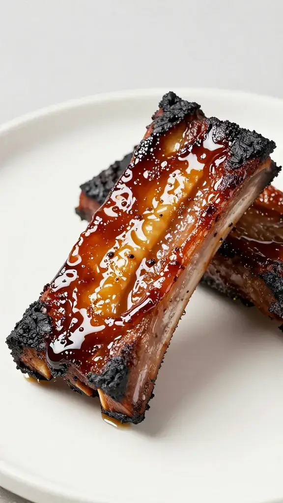 charred short rib slice with caramelized gochujang sheen