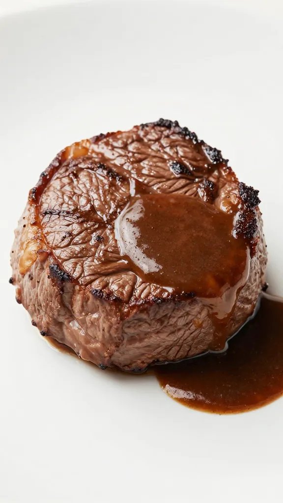 beef tenderloin medallion with a dollop of sauce
