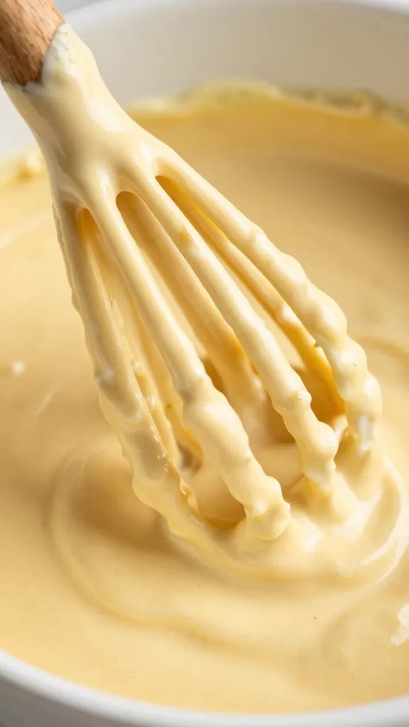 whisk coated in creamy horseradish BBQ sauce, closeup