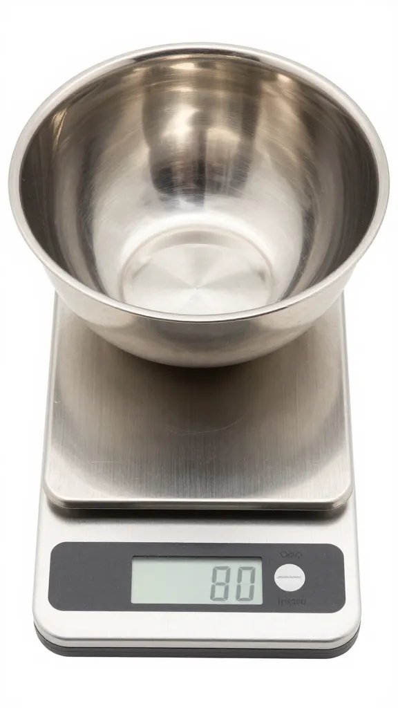 Digital scale with precise rub blend in stainless bowl