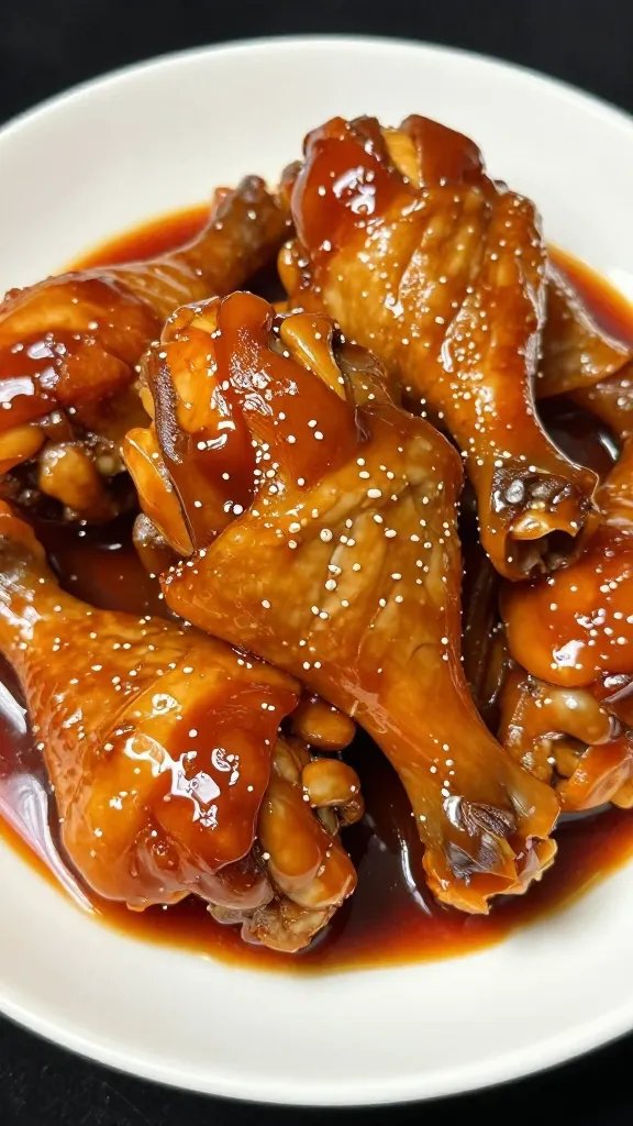 Char-marked chicken drumstick lacquered in tamarind BBQ sauce