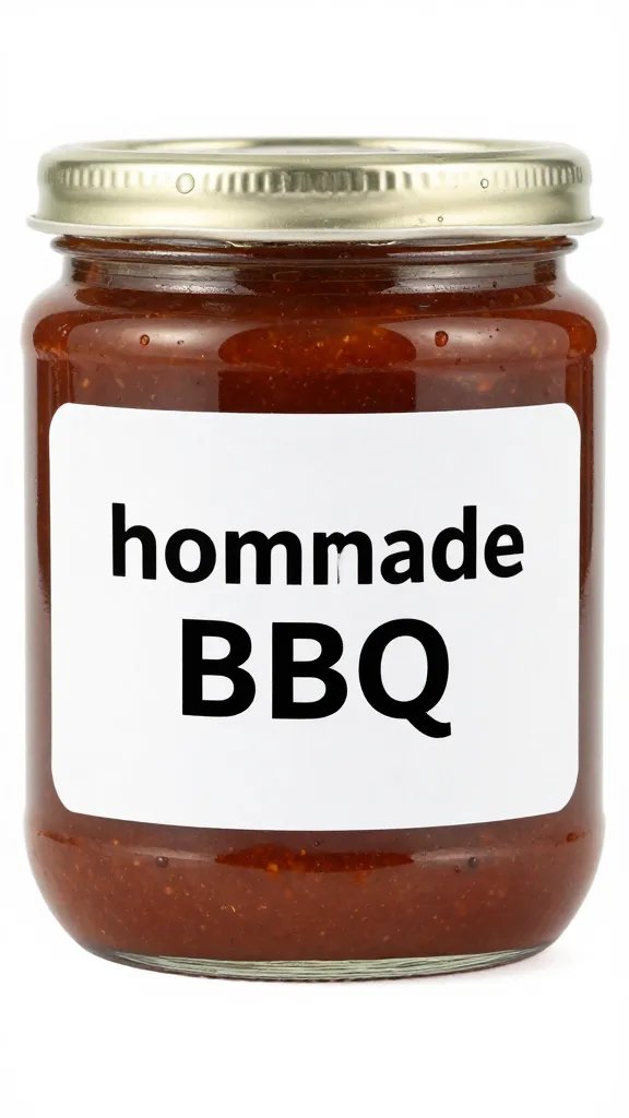 Labelled meal-prep container of homemade BBQ sauce