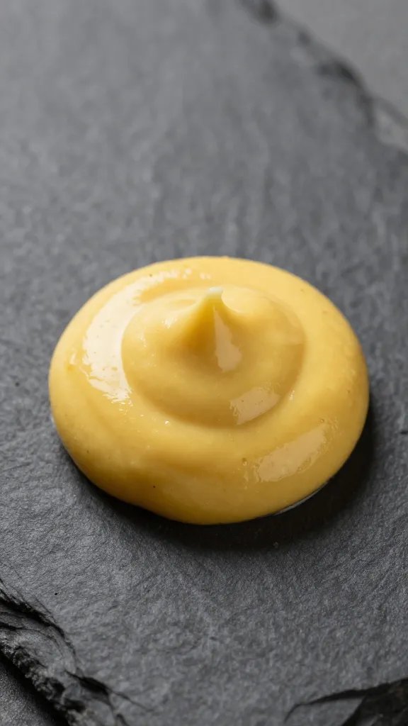 Dijon mustard dollop on slate with texture