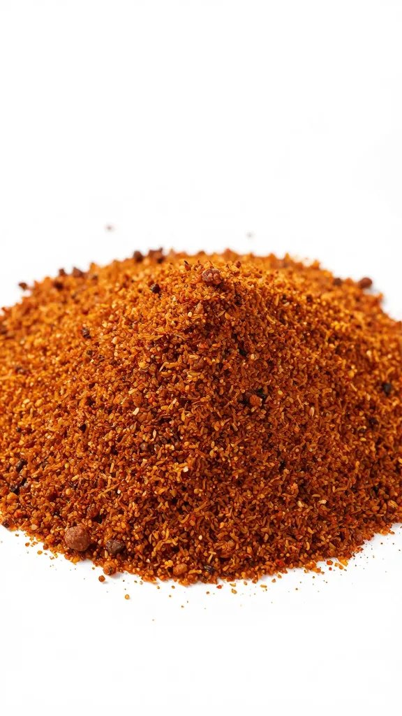 Measuring spoon mound of BBQ rub, macro texture
