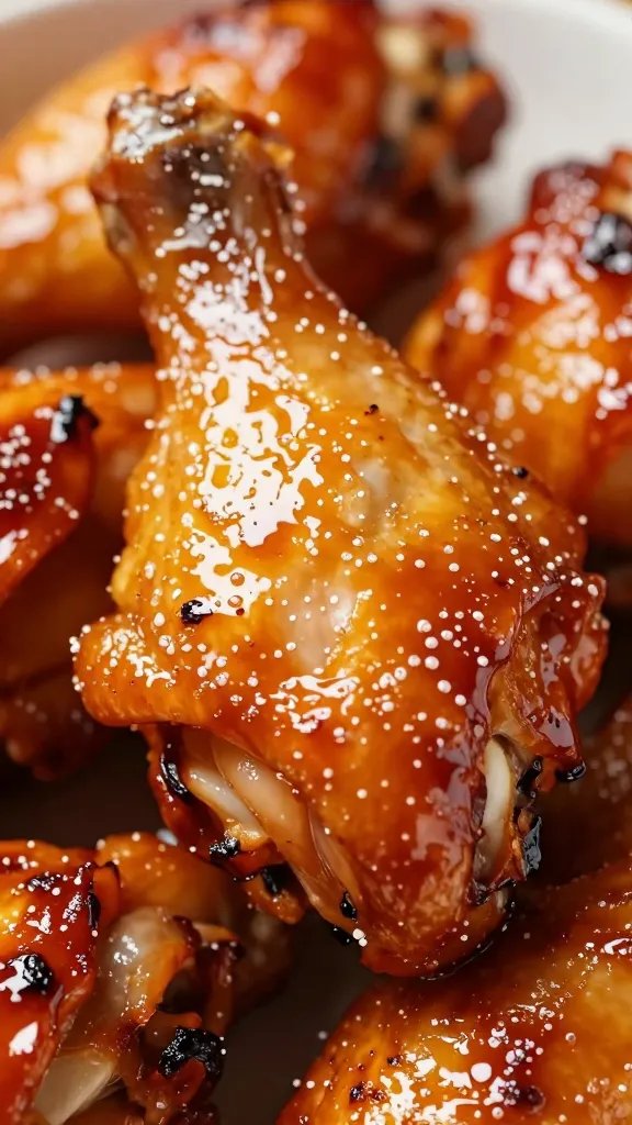 Closeup lacquered chicken thigh with glossy BBQ glaze