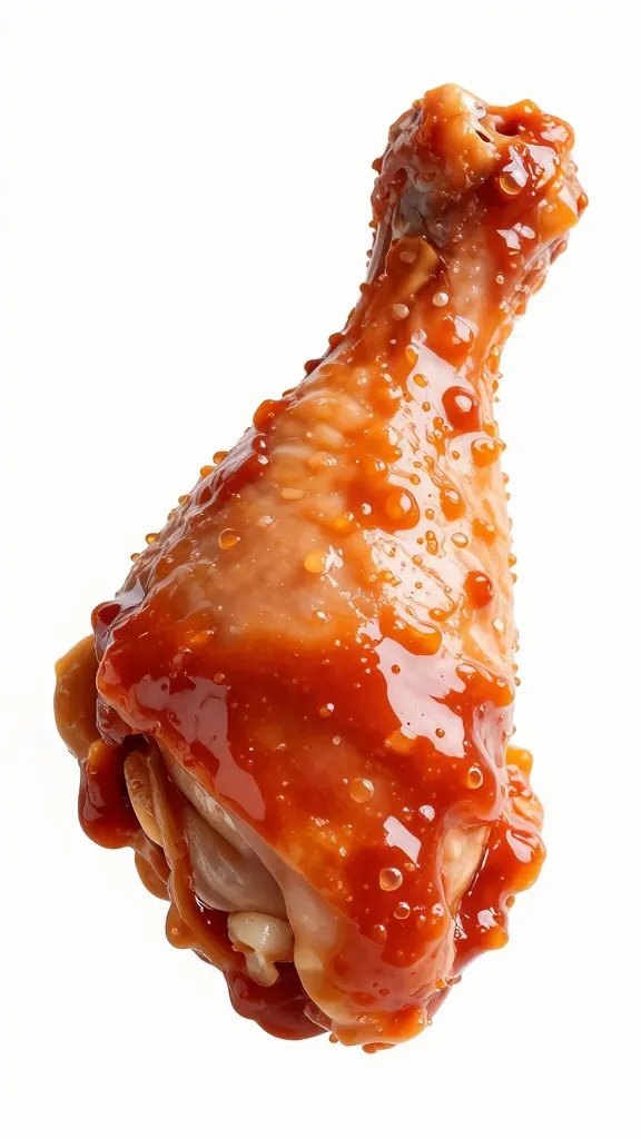 Hot sauce mist on chicken leg quarter skin