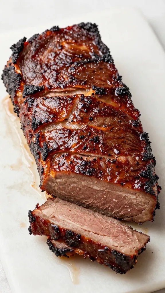 Dijon-free rub clinging to oiled brisket bark