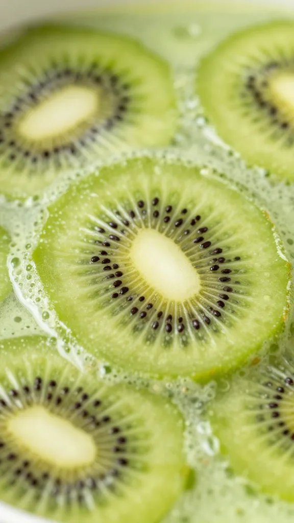 macro of steak in kiwi enzyme mash