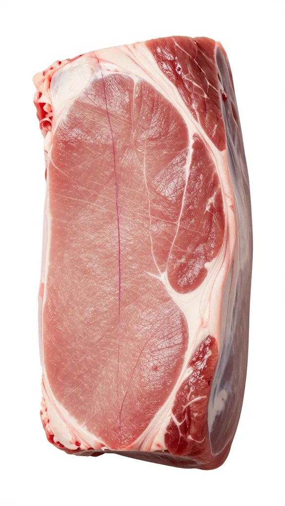 single pork shoulder with visible injection channels