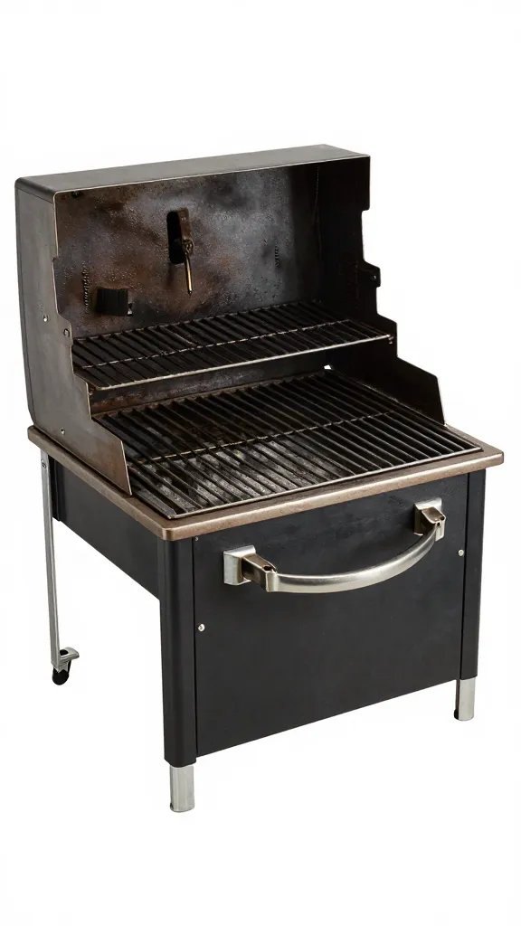 single grill grate section with flare-up, brush held back