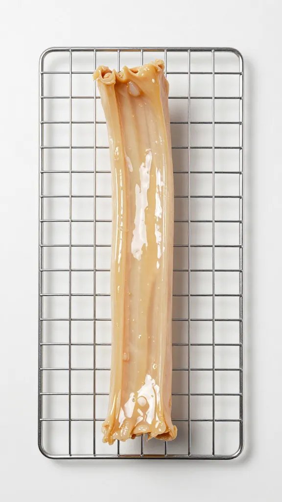 single rib on wire rack, sticky glaze setting