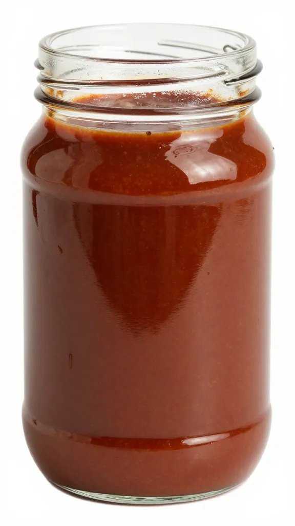 Single freezer-safe glass container of BBQ sauce, dated