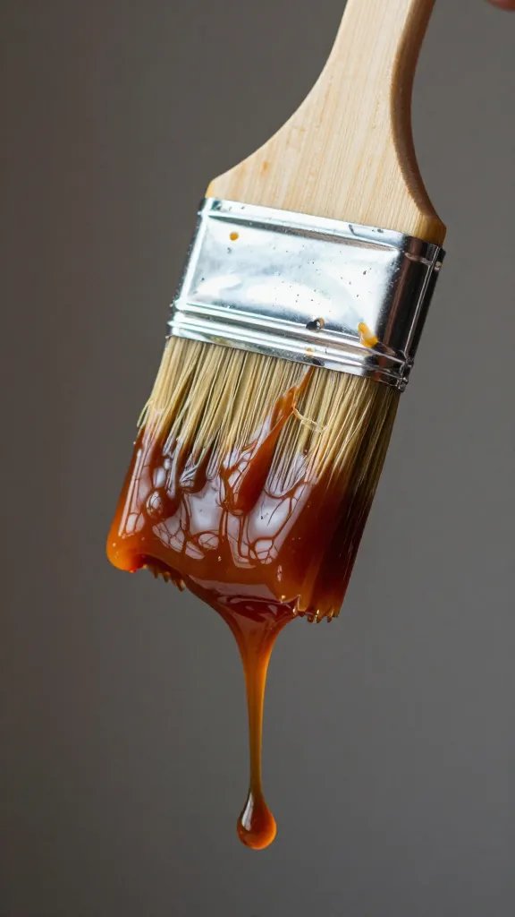 brush coated with glossy BBQ sauce