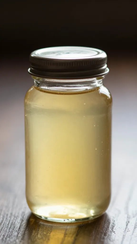small jar of apple cider vinegar backlit